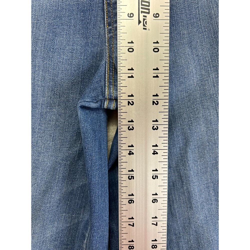 Vintage Spanx Wide Leg Jeans Womens L Indigo Blue Denim Seamed Front Pull On - Picture 10 of 14
